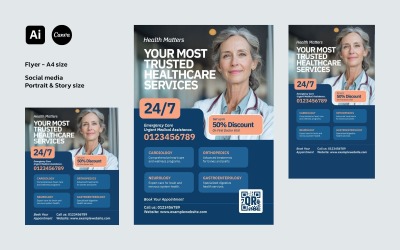 Medical Healthcare Flyer and Social Media Template Designs