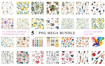 Cute &amp;amp; Festive Illustration Texture | Playful Seamless Pattern | Whimsical Mixed Pattern Bundle