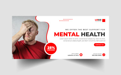 Modello di banner per la copertina dei social media per il supporto alla salute mentale