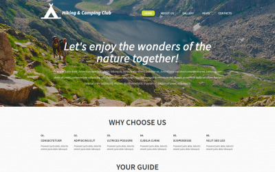 Reszponzív Hiking and Camping Club WordPress sablon 53298