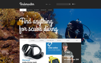 "Scuba Diving Equipment" - адаптивний PrestaShop шаблон №53209