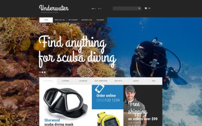 Thème PrestaShop pour équipement de plongée sous-marine