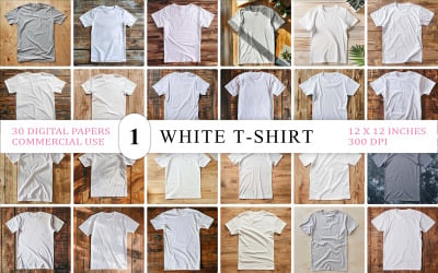 Classic White T-Shirt Bundle | Flat Lay White &amp;amp; Grey T-Shirt | Clean T-Shirt | Realistic TShirt