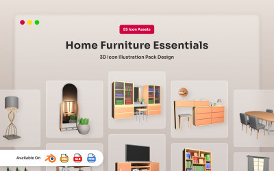 家居家具 3D 图标包