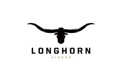 LongHorn Animal Logo Design Farm Retro V1