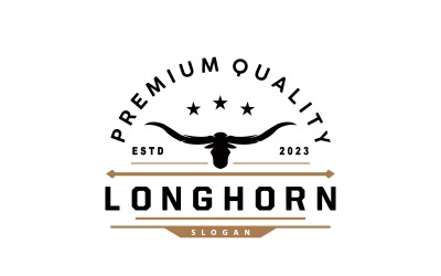 LongHorn Animal Logo Design Farm Retro V2