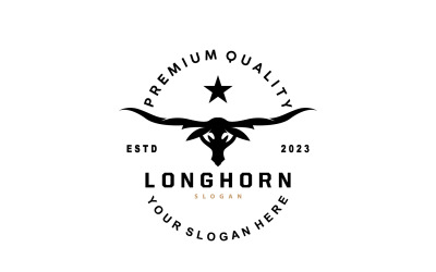 LongHorn Animal Logo Design Farm Retro V5