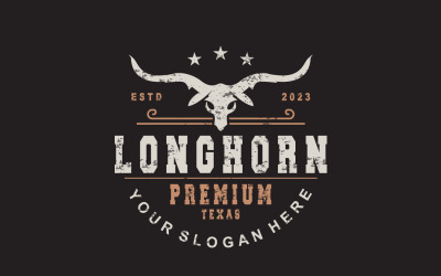 LongHorn Animal Logo Design Farm Retro V8
