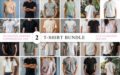 Realistic Model Wearing T-Shirt Modern Apparel T-Shirt Lifestyle T-Shirt with Male &amp;amp; Female