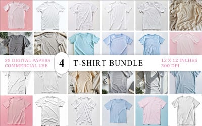 Soft Light T-Shirt Bundle | Minimal T-Shirt | Blank Apparel Mockup Collection | Clean Cotton T-Shirt