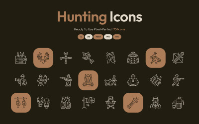Conjunto de arte de iconos de caza modernos