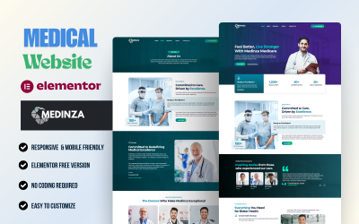 Medinza – Kit de modelos WordPress Elementor para clínicas e médicos GRATUITO