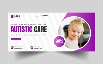 Modèle de bannière de couverture pour les réseaux sociaux des services de soins aux personnes autistes
