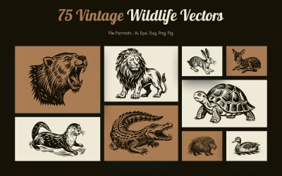 Modern Vintage Wildlife Art Set