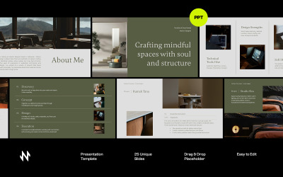 Presentación de PowerPoint de portafolio de diseñador de interiores