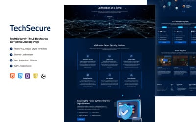 TechSecure – Modello di sito Web HTML per soluzioni di sicurezza informatica e IT per aziende tecnologiche