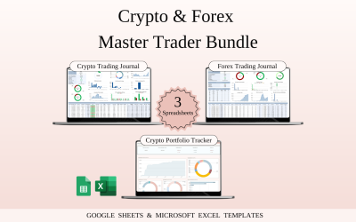 Crypto and Forex Master Trader Bundle |  Templates Spreadsheet for Google Sheets and Excel