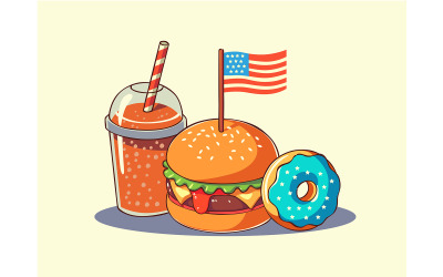 4th of July with Cartoon Hamburger