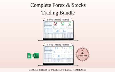 Pacote completo de modelos de diário de negociação de ações e Forex para planilhas do Google e Excel
