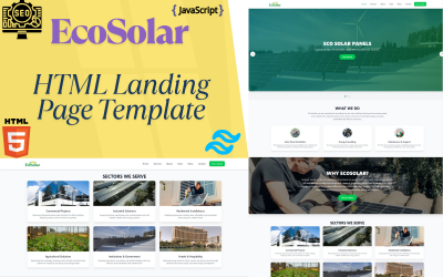 EcoSolar - 可持续能源顺风 HTML 登陆页面模板