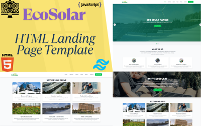EcoSolar - Modello di landing page HTML per Tailwind sull&amp;#39;energia sostenibile