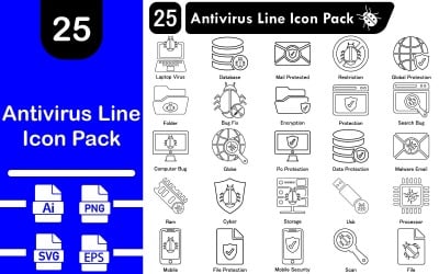 Pacchetto icone antivirus | AI | EPS | SVG | PNG