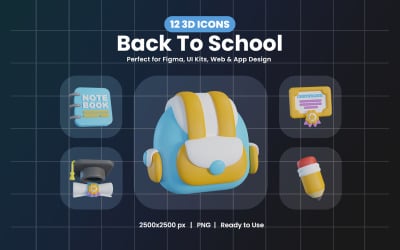 Tillbaka till skolan 3D-ikoner design