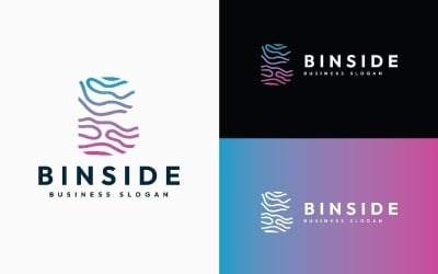 Binside Letter B - Abstract Digital Data Wave Logo