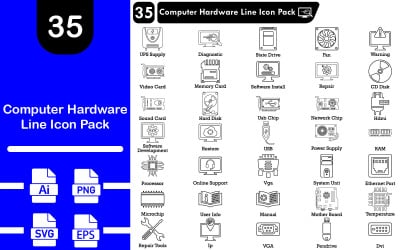 Computer Hardware Line Icon Pack
