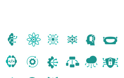 Conjunto de Iconografia Vetorial de Inteligência Artificial Moderna
