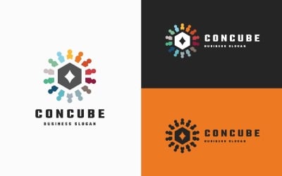 Connected Hexagon Cube Logo