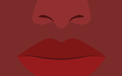 Detailed Vector Illustration of Black Person's Nose and Mouth Anatomy