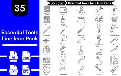 Essential Tools Line Icon Pack
