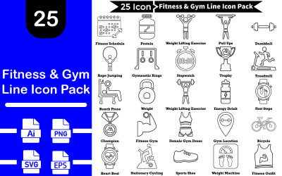 Fitness And Gym Line Icon Pack