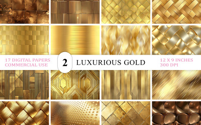 Golden Brushed &amp;amp; Embossed Metallic Background | Luxurious Gold Metal Texture Bundle | Gold Foil