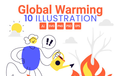 10 Illustration av global uppvärmning