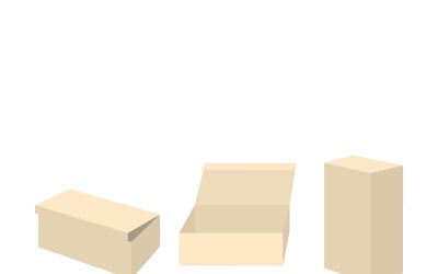 3D Cardboard Box Packaging Vector Illustration with Lid