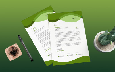 Modello di carta intestata minimalista creativa con colore verde