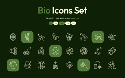 Set di icone artistiche moderne della linea Bio