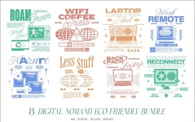 Digital Nomad Eco-Friendly T-shirt Designs Bundle