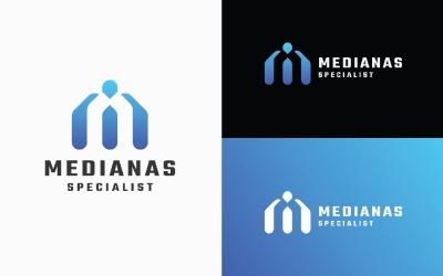 Mediana — абстрактный логотип с человеческой фигурой и буквой «М»