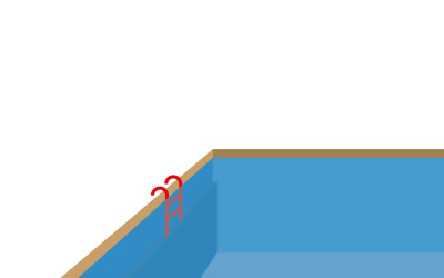 Modern Geometric Swimming Pool Design with Blue Water and Brown Deck Illustration