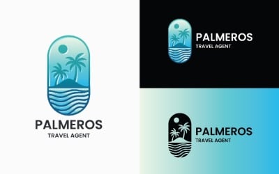 Tropical Island Paradise Travel Logo