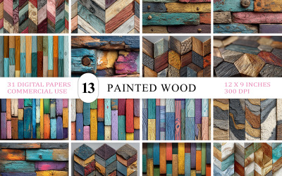 Vibrant Painted Wood Blocks | Rustic Geometric Texture | Colorful Geometric Painted Wood Texture