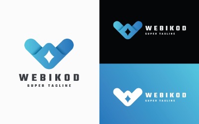 Webikod — современный абстрактный логотип с буквой W