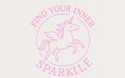 Encontre seu brilho interior PNG, Download digital de camisa de unicórnio, Citação positiva PNG, Rosa pastel