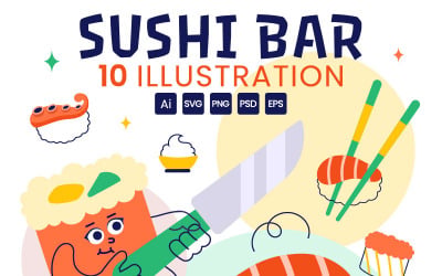 10 Sushi Bar Illustration