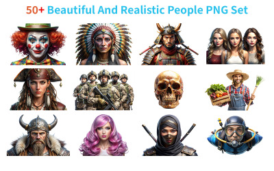 Plus de 50 personnages magnifiques et réalistes au format PNG