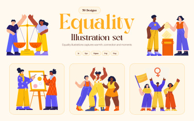 Set di illustrazioni artistiche sull&amp;#39;uguaglianza