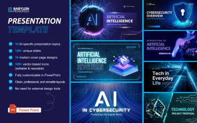 AI Revolution PowerPoint sabloncsomag 10 AI témával és több mint 120 diával